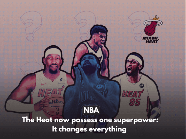 The New Miami Heat Roster Unlocks 1 Deadly Superpower Around Giannis. A red graphic of Giannis Antetokounmpo, Bam Adebayo, Bobby Portis and Nick Richards