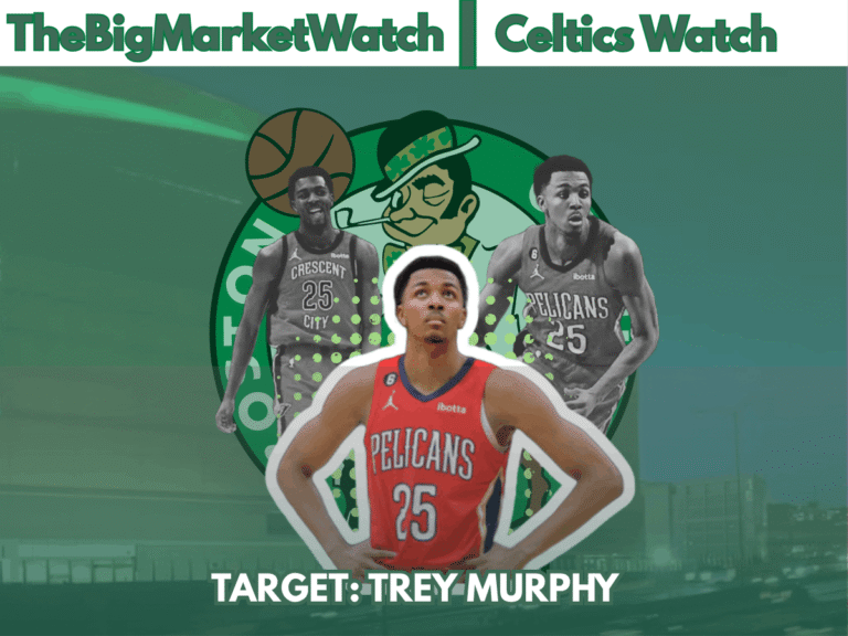 Trey Murphy III New Orleans Pelicans graphic highlighting the Celtics trade exception target